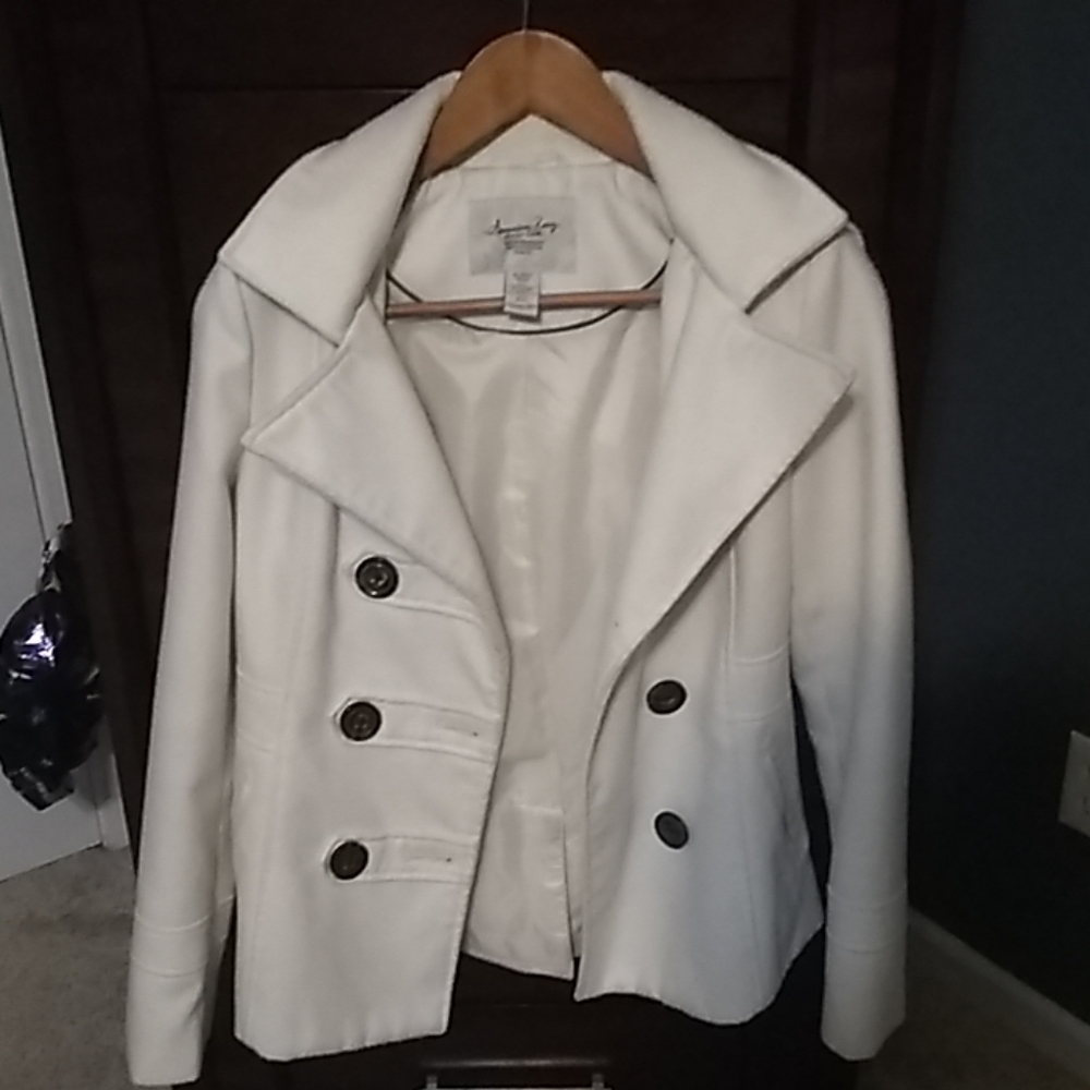 Hooded White Pea Coat